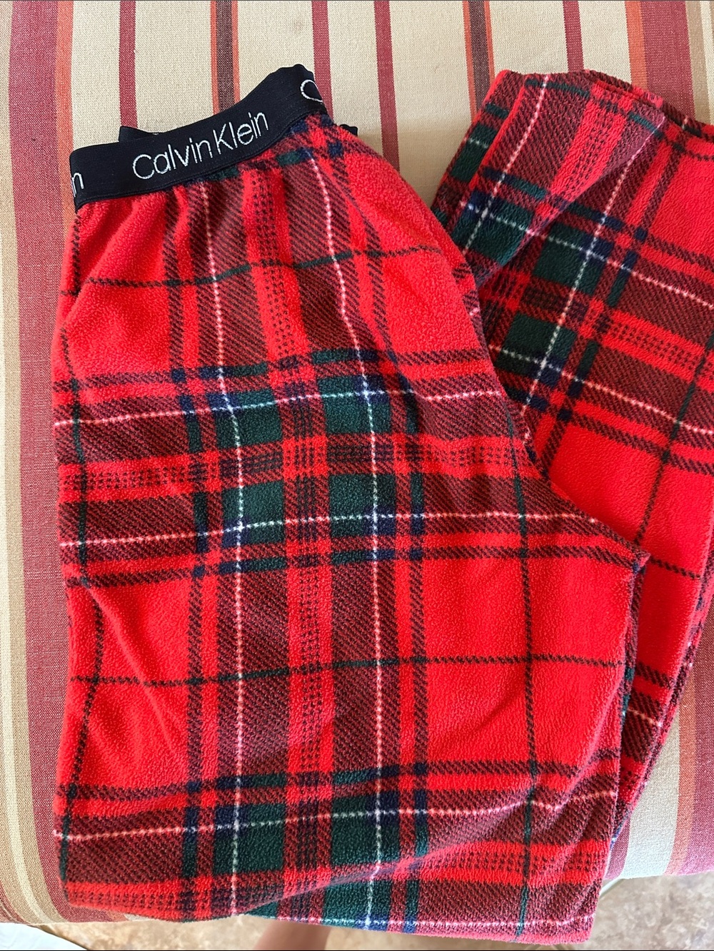 Calvin Klein Kids Red & Green Plaid Pajama Bottoms - Picture 2 of 3